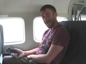 Flying on a small plane over the Okavango Delta in Botswana